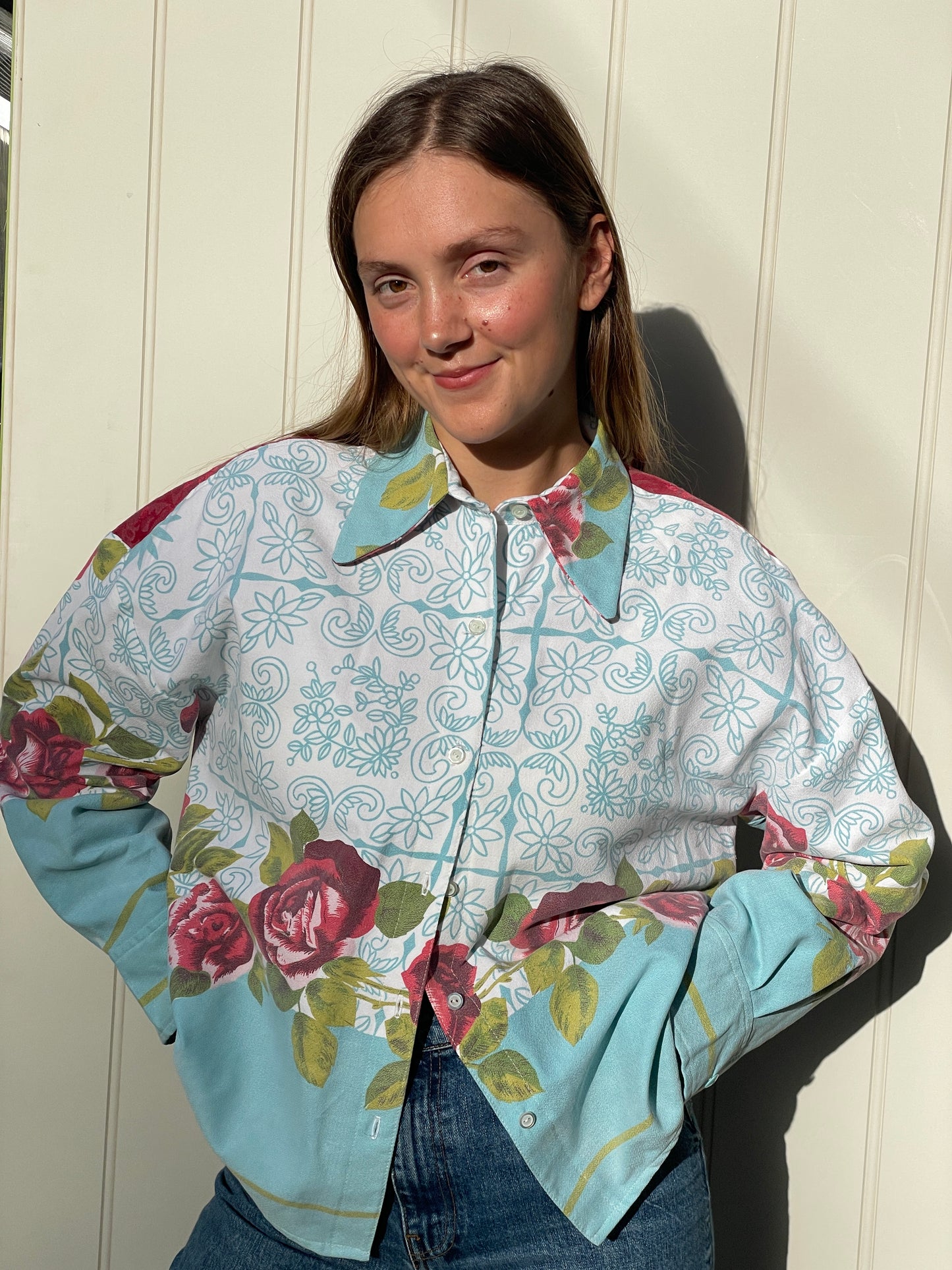 Lenny Blue Rose Tablecloth Shirt