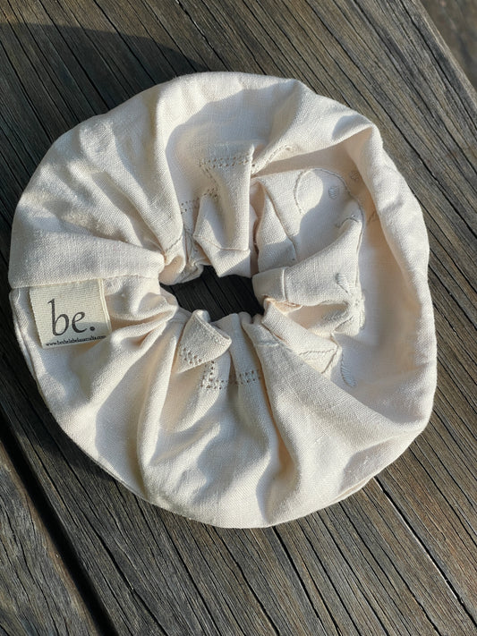 Cotton Embroidered Classic Scrunchie