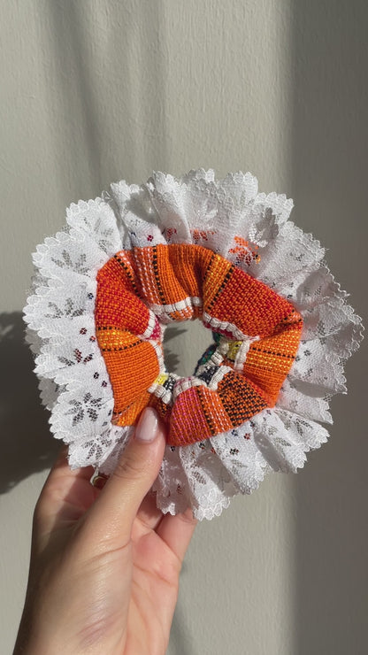 Orange Gingham Scrunchies